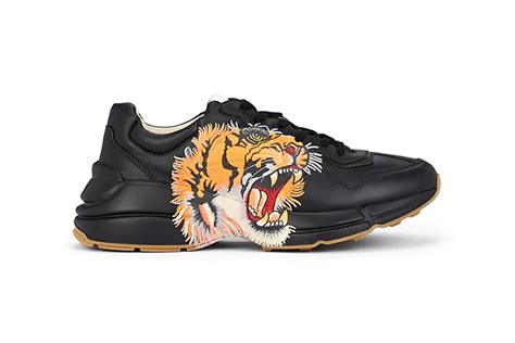 gucci men's rhyton-logo leather sneakers|gucci rhyton tiger print.